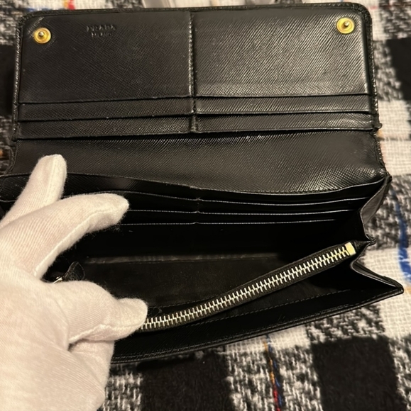 Prada Saffiano Leather Double Snap Long Wallet - Picture 10 of 13